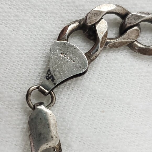 Vintage Mens Figaro Sterling Silver 925 9mm 18 Gram Bracelet - Picture 12 of 12